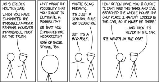 'If you've eliminated a few possibilities and you can't think of any others, your weird theory is proven right' isn't quite as rhetorically compelling.
